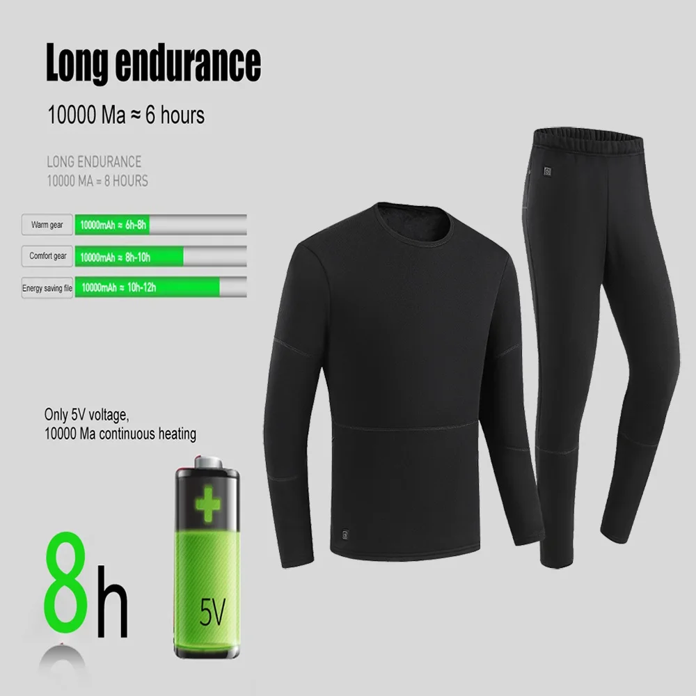 28 Areas Heated Thermal Underwear Men Heating Jacket Skiwear Heated Jacket Fleece Warm Top Pants USB Electric Heating Clothing