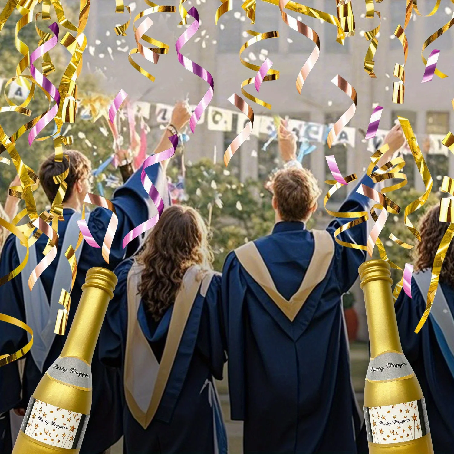 أنابيب هدايا ورقية ملونة باللون الوردي والذهبي والشمبانيا لوازم الحفلات لحفلات الزفاف وأعياد الميلاد وحفلات التخرج والاحتفالات بعيد الميلاد #5