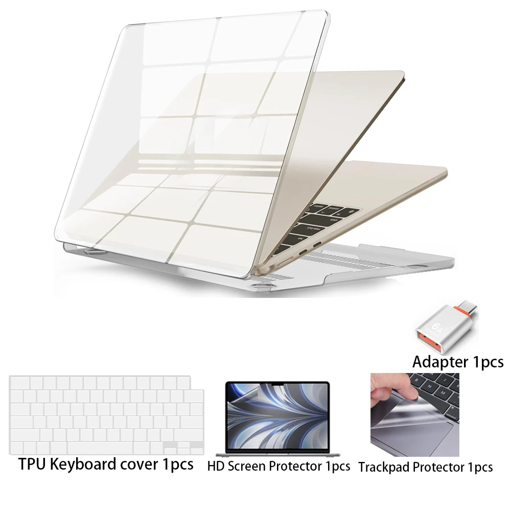 Case for MacBook Air 13 M5 M4 M3 M2 with Type-C,Keyboard cover,Trackpad Protector and Screen Cover Crystal Clear Hard Shell Case