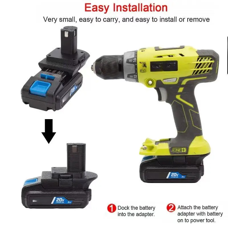 Adapter/konwerter akumulatora dla HART 20V na RYOBI 18V ONE + akumulatorowa wiertarka elektryczna kompatybilna z narzędziem (tylko konwerter adaptera)