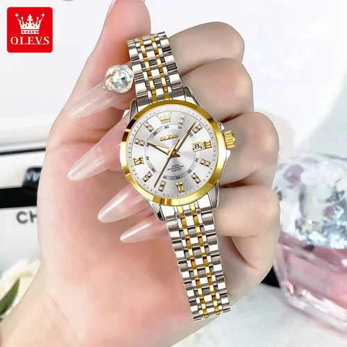 Imagen 2 del producto OLEVS 3620 Reloj de mujer de marca de lujo Reloj de cuarzo con diamantes calendario automático de moda Reloj impermeable para mujer conjunto de pulsera Reloj
