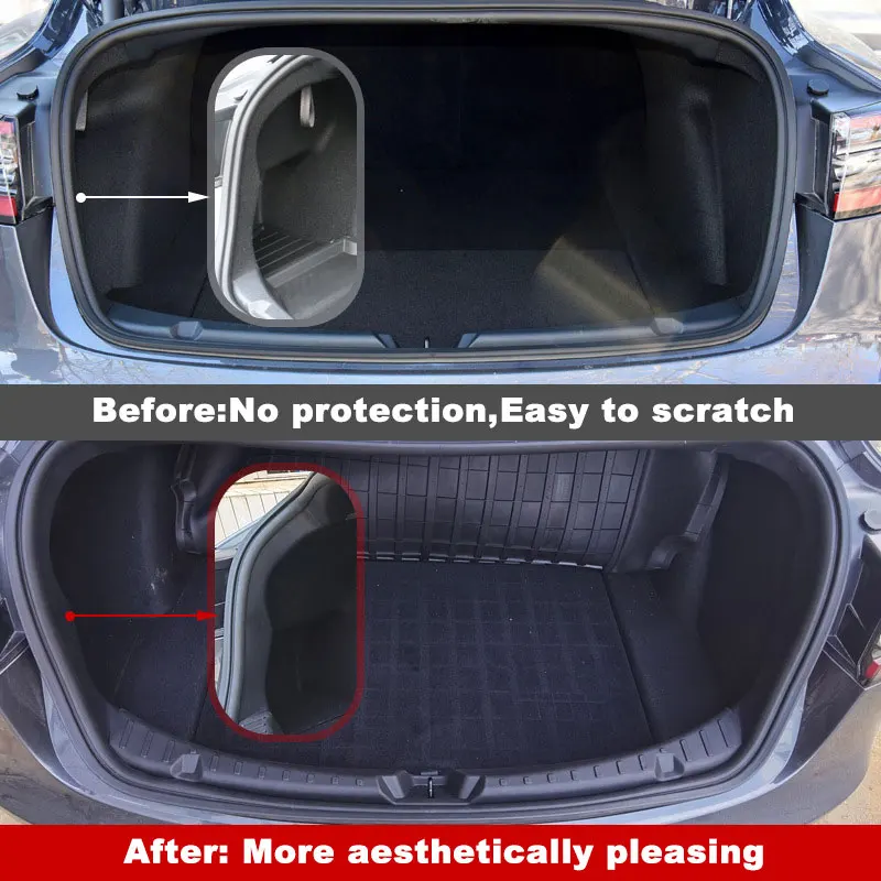 Trunk Sill Plate Protector For Tesla Model 3 TPE Rubber Boot Loading Guards Cover + ABS Sides Bar Fender