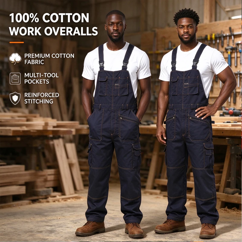New Work Bib Overalls Men Male Protective Coverall Repairman Strap Jumpsuits Trousers Working Uniforms Coveralls Free Shipping
