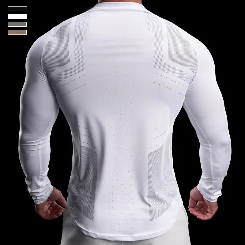 2026 Autumn Winter Men Gym Long Sleeve T Shirts Bodybuilding Training Sweater Tight Fitness Sports Elastic Running Tee