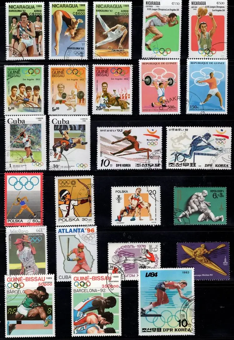50Pcs/Lot Summer Sports Games Stamp Topic All Different From Many Countries NO Repeat Postage Stamps with Post Mark Collecting
