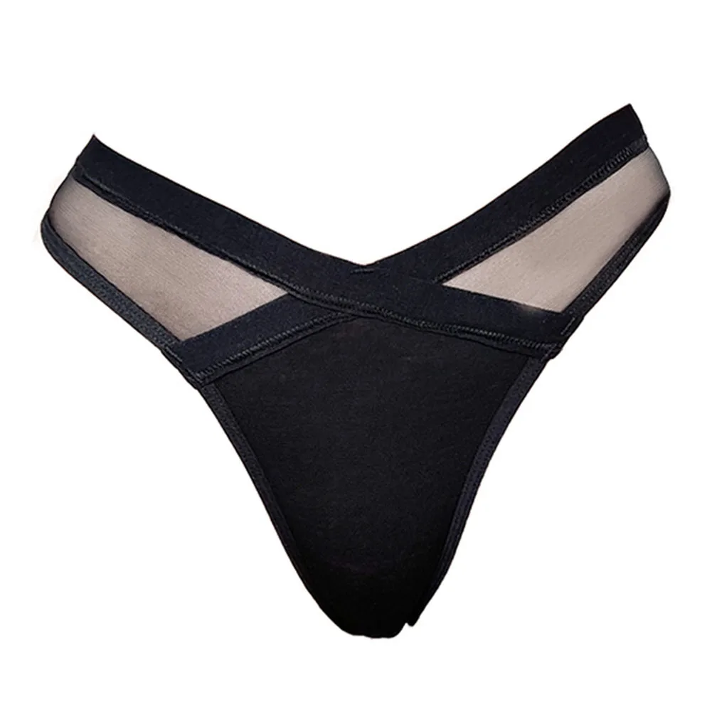 

Women Thong G-String Briefs High Cut Underwear Low Waist Solid Panties Transparent Waist Cotton Crotch Underpants Erotic Lingeri