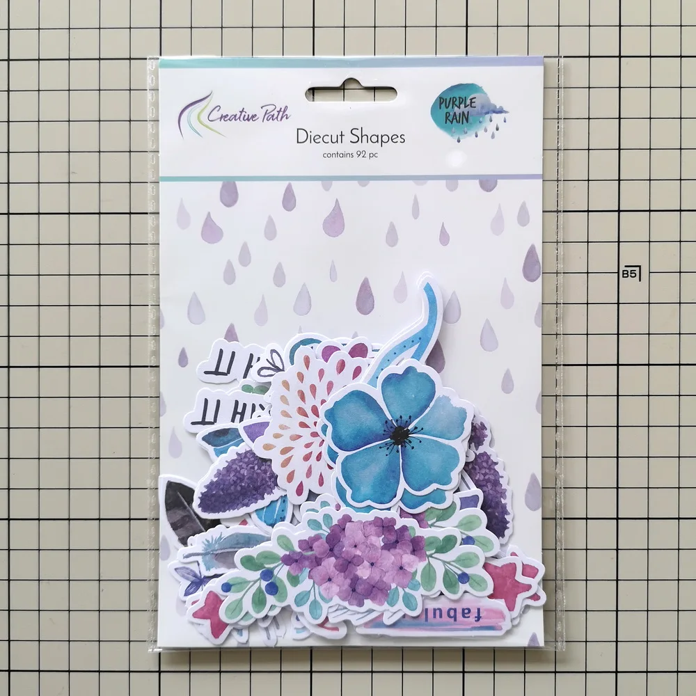 Creative Path 12-delige Paarse Regen Scrapbooking Journaling Volledige Sets Decoratieve Papiersneden Stempels Stickers DIY Creatie Set