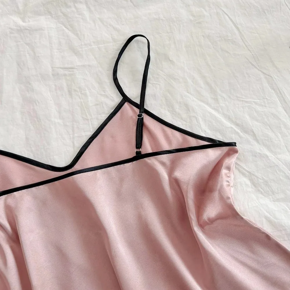 Fashion Homewear Women's Pajamas Set Soft Casual Two Piece Nightwear Ruffle V-neck Satin Silk Suspender Pajamas Women