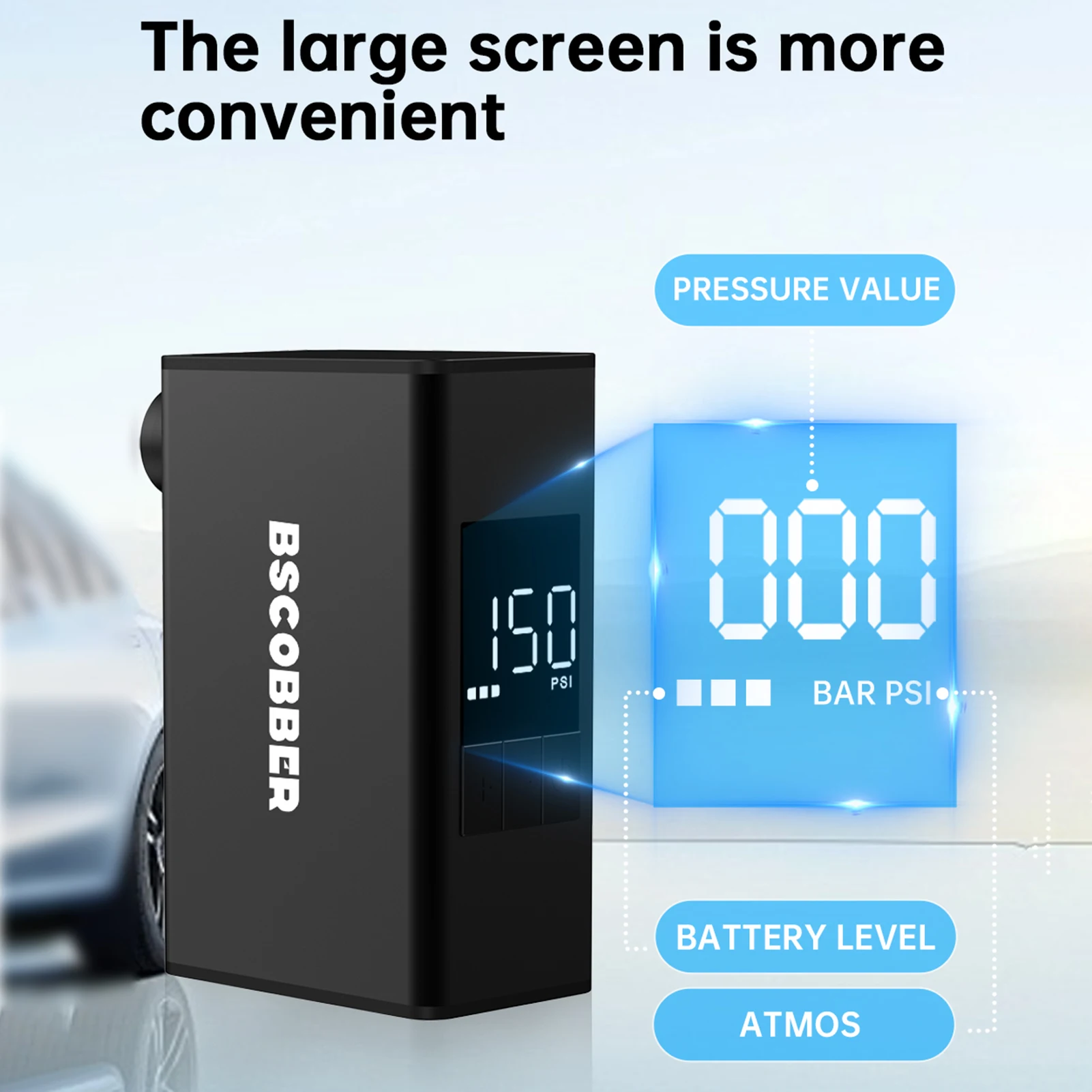 2025 New Bike Electric Air Pump 150PSI Portable Bicycle Tire Pump with Digital Pressure Gauge