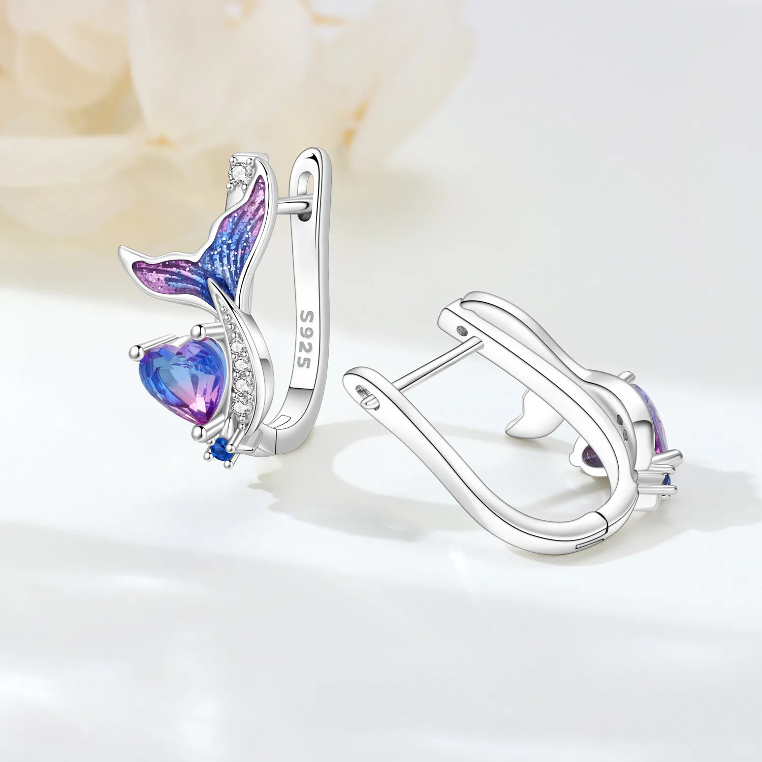 Original-Ohrring aus 925er-Sterlingsilber, wunderschöner, verträumter lila Ohrring für Frauen, Valentinstag, Party, Geburtstag, Geschenk, Trendschmuck – Detail 15