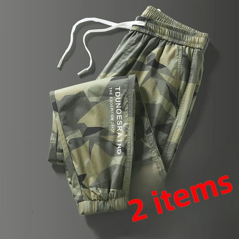 

Ice Silk Men's Casual Pants Summer Thin Qui Dry Sports Breathable Nine Points Harlan Loose Cuffed Camouflage Workwear Trousers