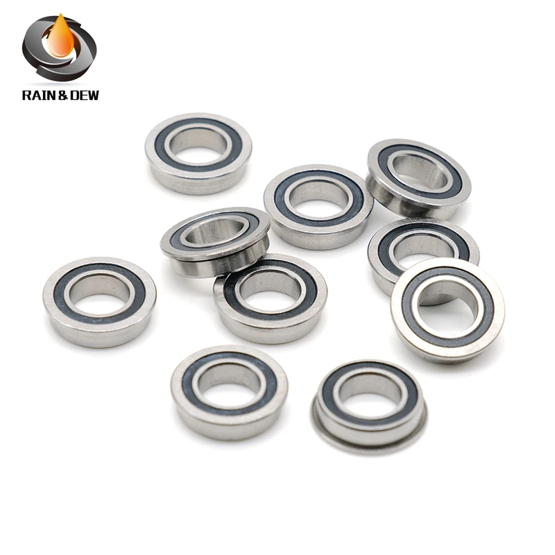 10 PCS F6800RS Flange Bearing 10x19x5 mm ABEC-7 F6800 RS Flanged Rubber Sealed Ball Bearings