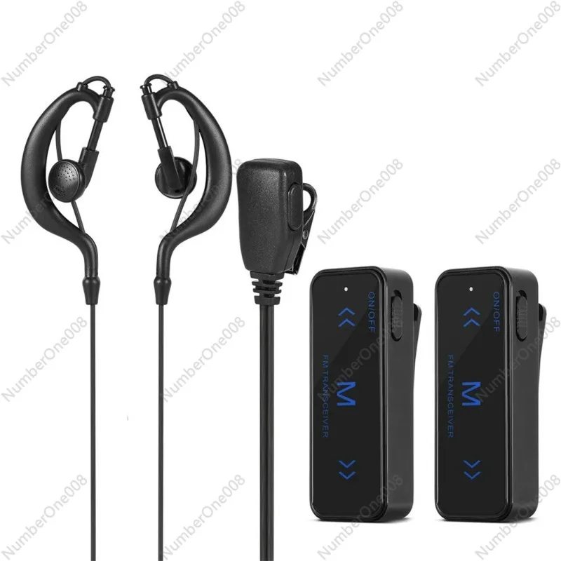 2PCS Mini Walkie Talkie 2-way FM Radio Transceiver + 1Pair Headphones Earmuff USB Charging Cable Kit