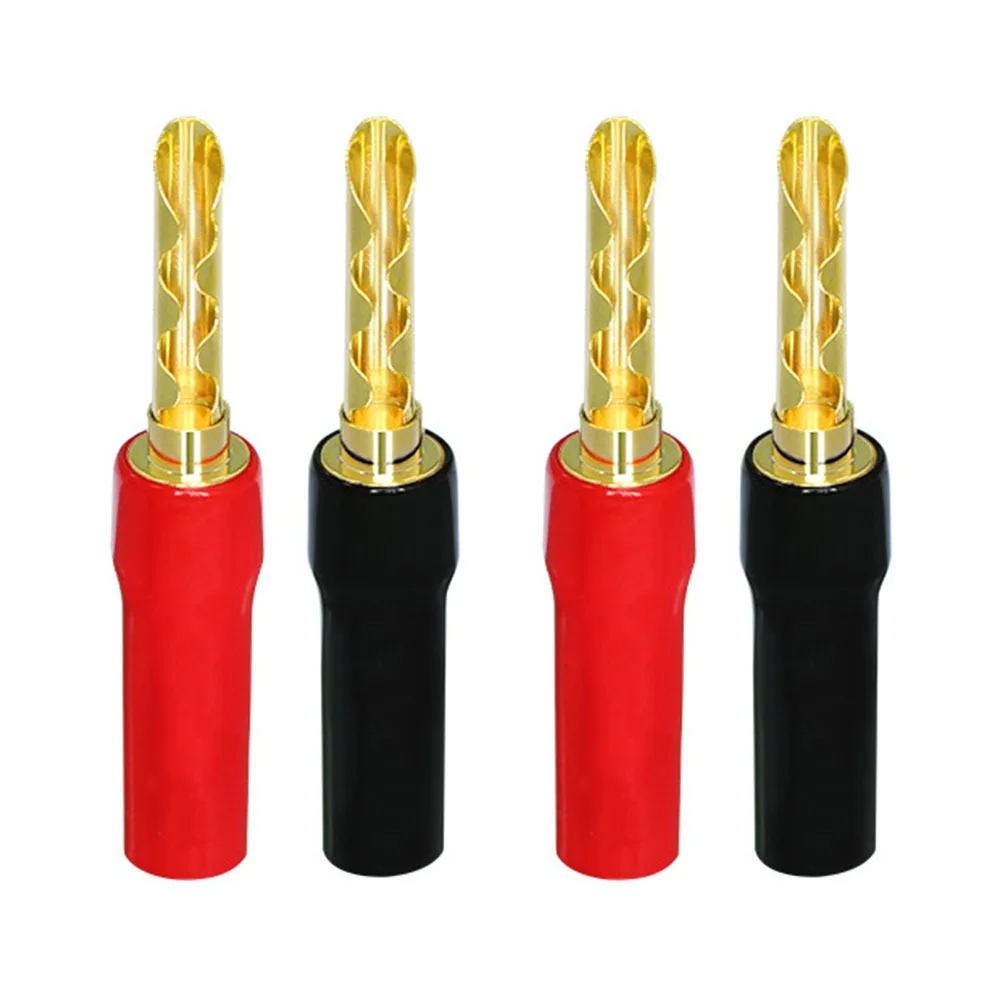 2/4Pcs 4.5MM Hole Spacing HiFi Speaker Banana Plugs 24K Gold Plated Gold Plated Copper Self-locking Banana Plug