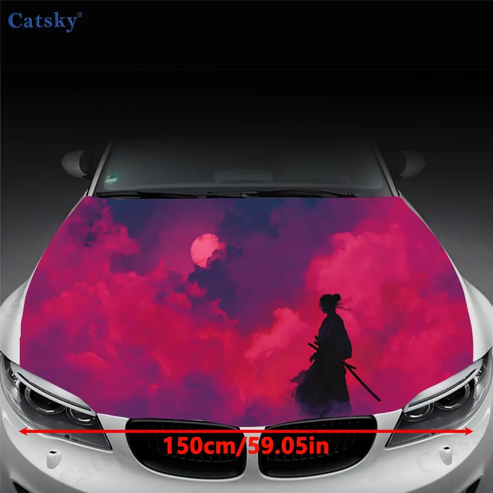 Mysterious Warrior print,car hood stickers,PVC waterproof Self adhesive car hood sticker,car hood decoration protection stickers