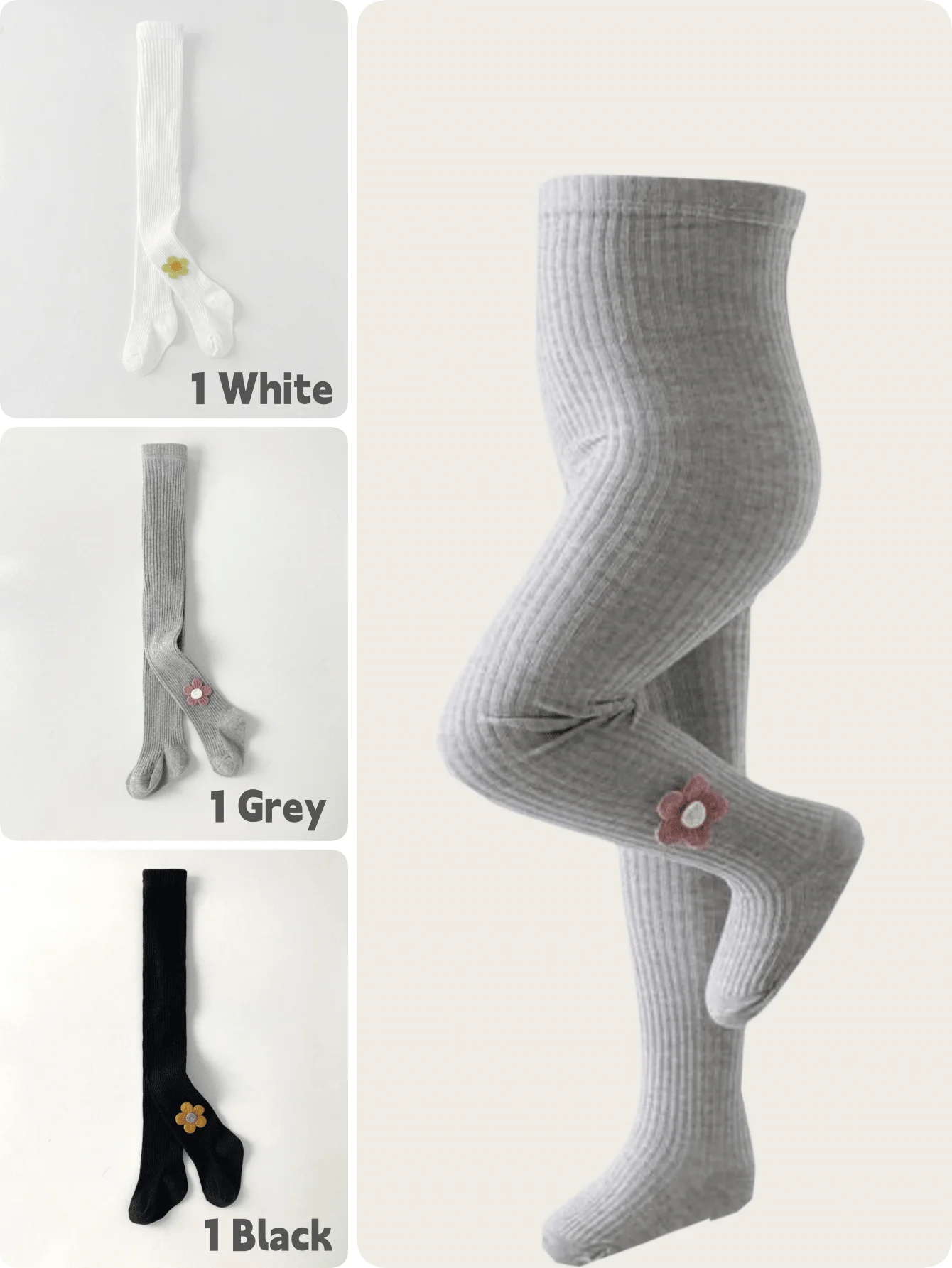 

1pcs/3pcs/Pack Baby Girls Leggings,Spring & Autumn Striped Floral Pattern Tights, Outdoor Wear, Thin Layering Baby Toddler Girl'