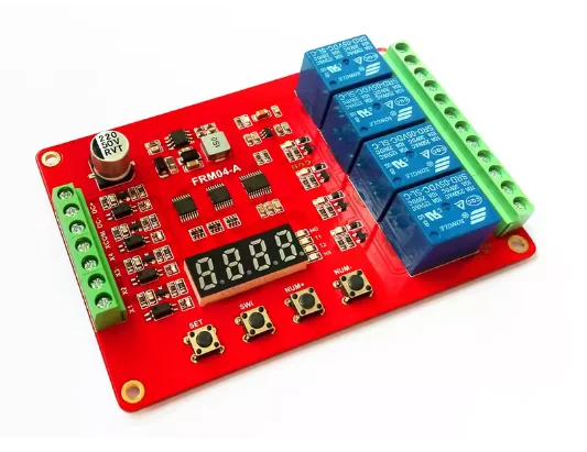 new FRM04 / four multi function relay module / delay / lock / cycle / time / time relay