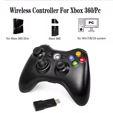 2.4G Wireless/wired Controller For Xbox 360 Game Controller with Dual-Vibration Turbo Compatible Xbox 360/360 Slim and PC Window