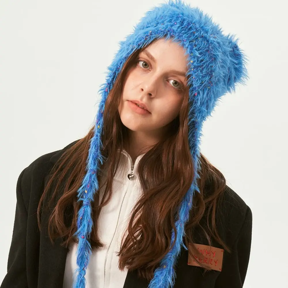 Cat Ears Little Bear Hat Fashion Woolen Hat Fluffy Winter Plush Hat Cartoon All-match Beanie Hat Warm