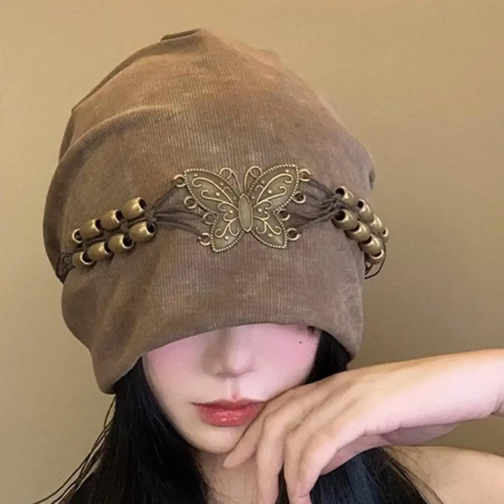 

Универсальный зимний аксессуар для женщин, женская вязаная шапка, стильная женская вязаная шапка с декором в виде бабочки, кисточка для женщин