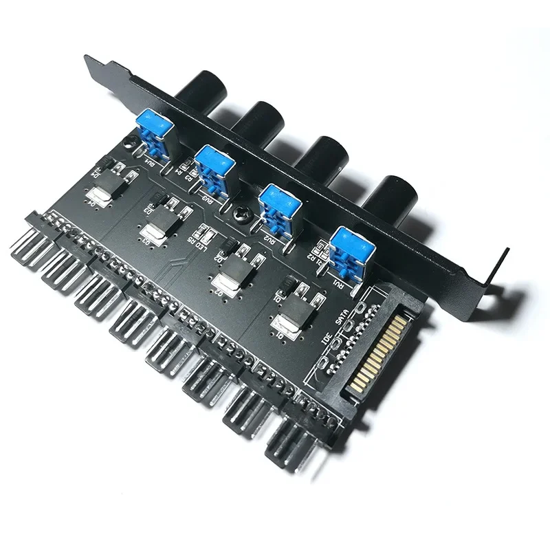 PC 8 Channels Fan Hub 4 Knob Cooling Fan Speed Controller for CPU Case HDD VGA PWM Fan PCI Bracket 12V Fan Control Power Supply - Image 5