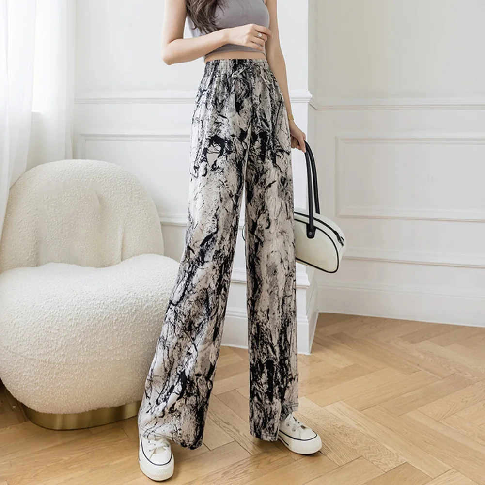 

Brown Summer Ink Tie Dye Pants Loose Fit Summer Pants Casual Pants Ink Tie Dye Pattern Regular Length Trousers