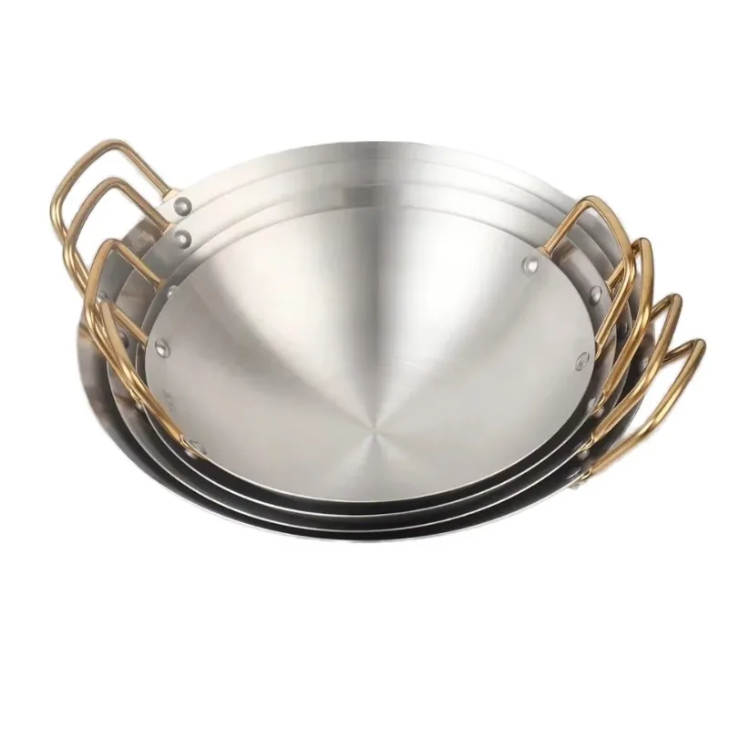 Modern ultra-thick stainless steel non-stick pan, can be washed in the dishwasher, durable, double handle, commercial small