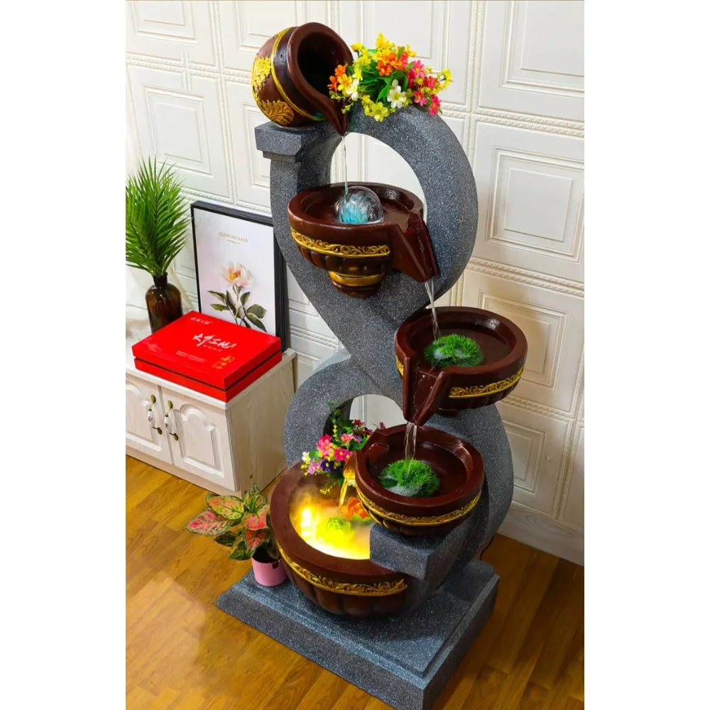 5th floor living room decoration attracts wealth high-end atmospheric decoration floor-to-ceiling decorative waterfall