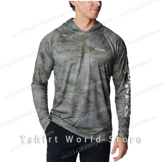 كولومبيا Pfg الصيد مقنعين قميص الشمس الأشعة فوق البنفسجية حماية الصيد ملابس الرجال UPF 50 + جيرسي في الهواء الطلق الصيف الصيد هوديي Ropa Pesca