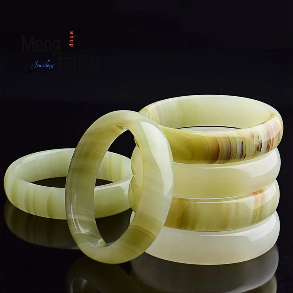 Natural Afghanistan Transparent Ice Greenish White Jade Bangle Simple Personalized Exquisite Best Selling Fashion Luxury Jewelry