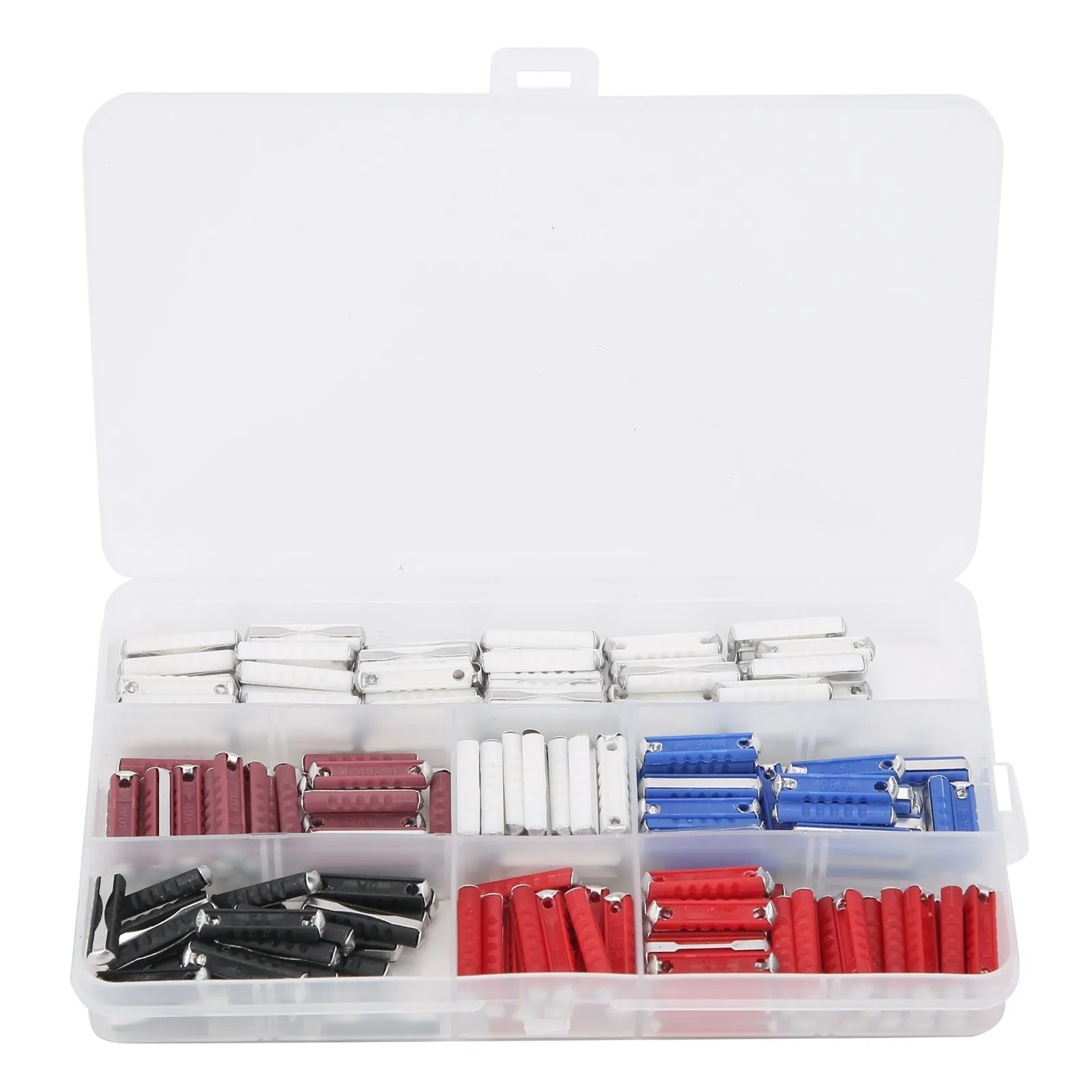 200PCS Torpedo Shaped Car Fuse Kit 5AMP 8AMP 16AMP 25AMP 40AMP for Eastern European Car