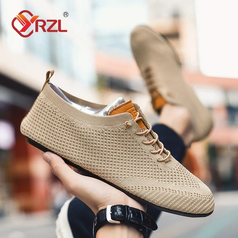 

YRZL Men Shoes Lightweight Thin Bottom Casual Breathable Comfortable Walking Driving Lace Up Footwear Non Slip Loafer Men