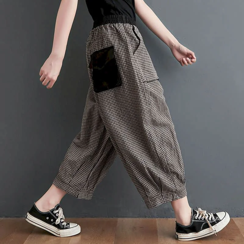 Cotton Linen Lantern Pants Women Summer Elastic Waist Loose Casual Women Korean Style Harajuku Vintage Trousers Women Clothing