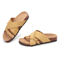 Shevalues Women's Summer Suede Slippers with Arch Suport Comfortable Cork Footbed Slides Lady Fashion Cross Strap Beach Sandals - Image 3