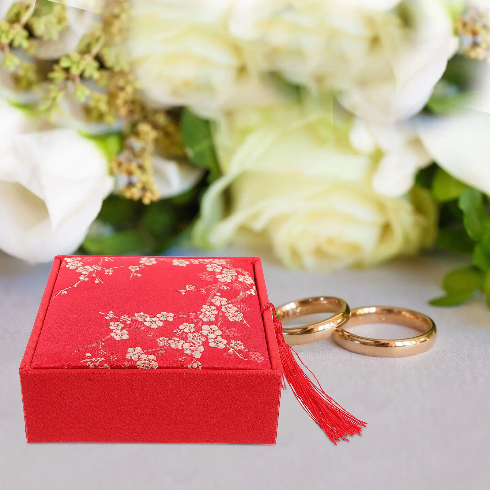 

Vintage Jewelry Gift Box Brocade Chinese Style Jewelry Organizer Small Trinket Case for Rings Earrings Necklaces Vanity Table