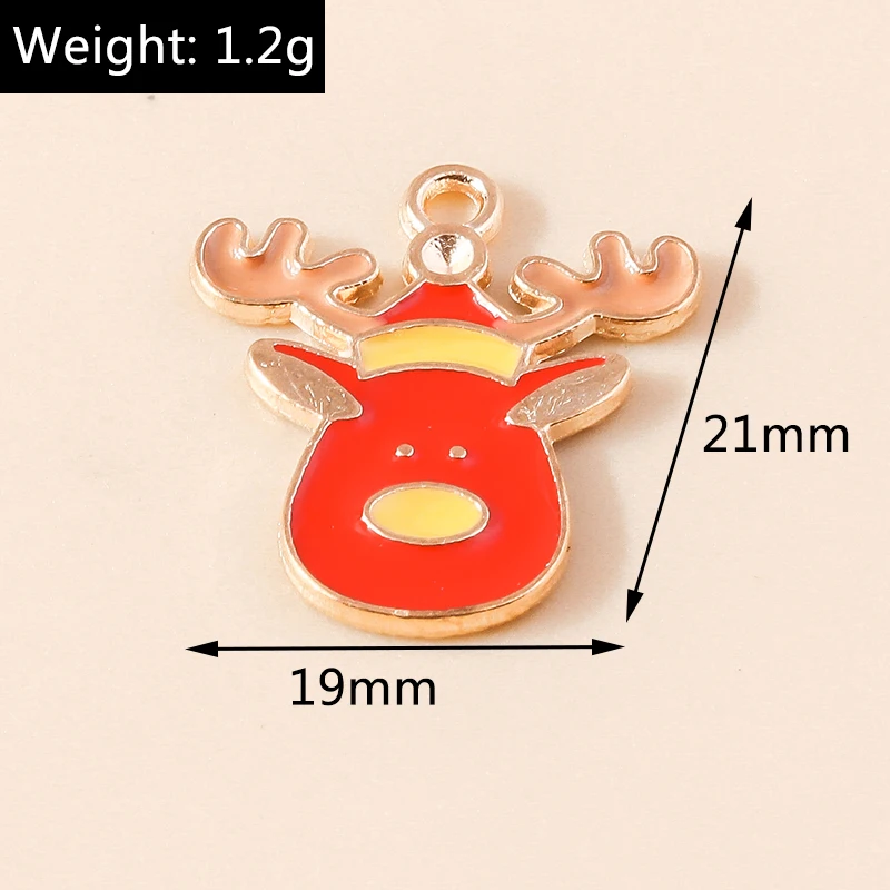 20 Stück 19x21mm Niedliche Emaille-Weihnachts-Hirsch-Anhänger für Schmuckherstellung, Ohrhänger, Halsketten, Armbänder, DIY-Bastelbedarf – Detail 1