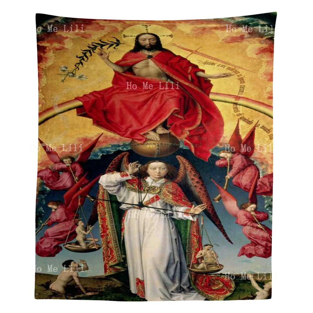 The Last Judgment Bona Altar St. Michael Weighs The Soul Tapestry For Bedroom Decor