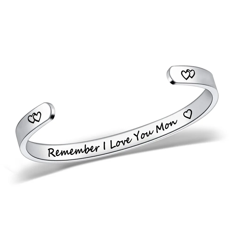 2022 Titanium Steel Bracelet Mom Dad Son Daughter Stainless Steel Opening C-shaped Lettering Bracelet Opening