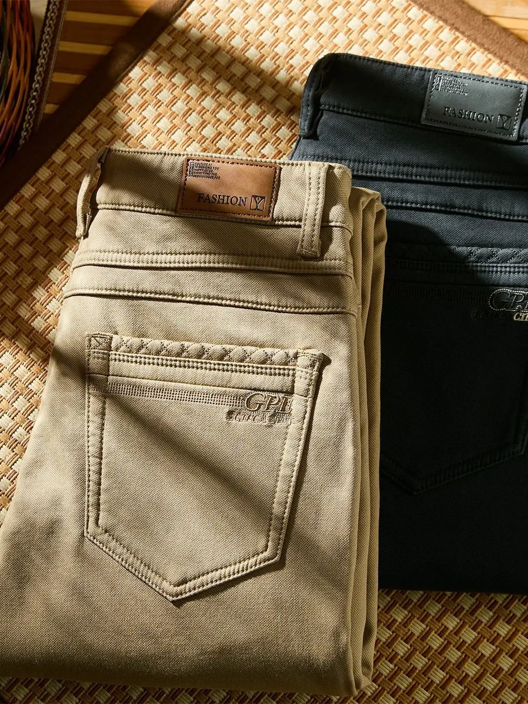 

Мужские повседневные брюки American Sle Luxury с утолщенной флисовой подкладкой, прямого кроя, цвета хаки, из смесового хлопка, для делового повседневного стиля