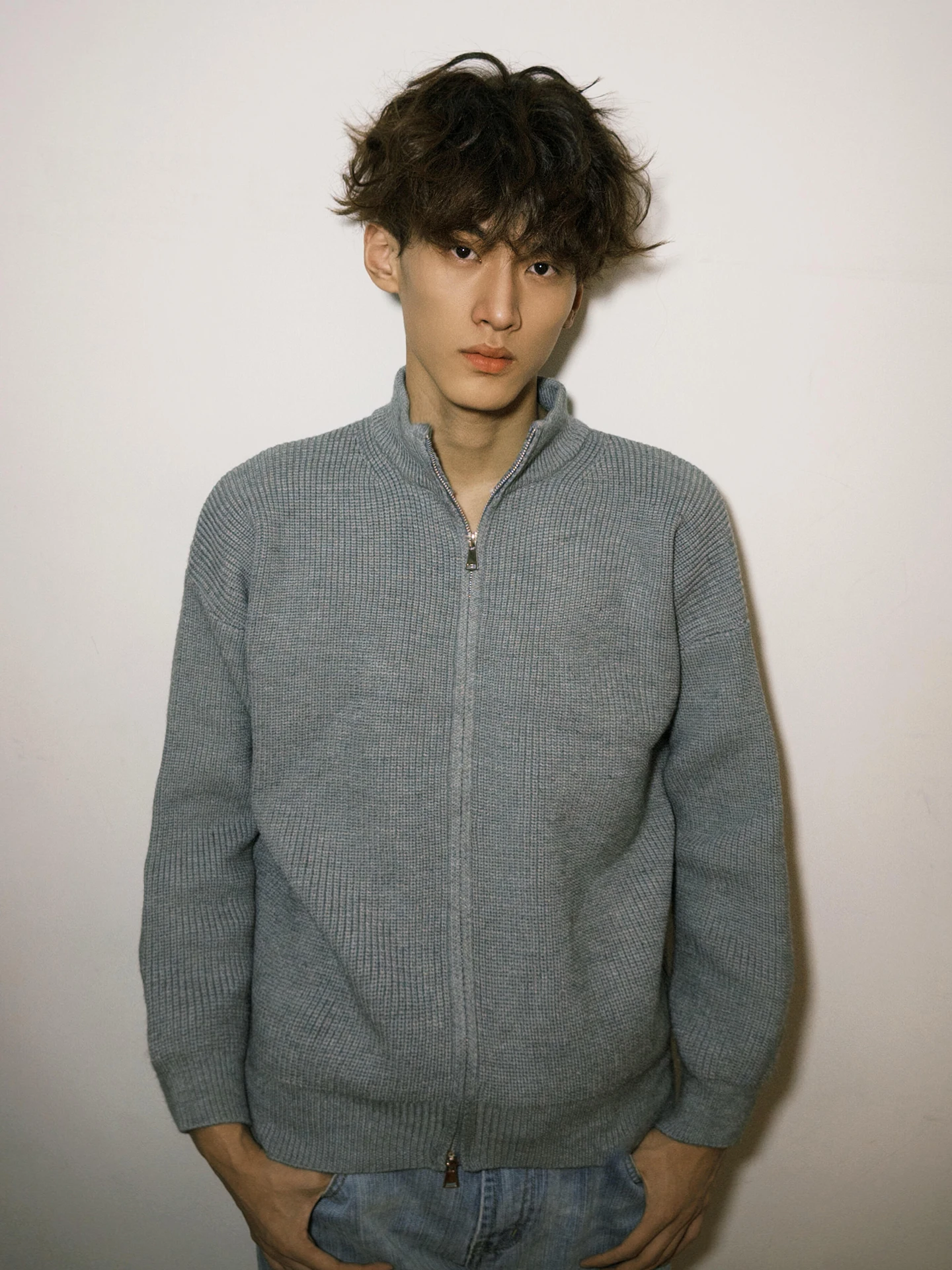 

ay Zipper Stand Collar Open Cardigan Sweater Men's Autumn Soft Cozy Knitted irt Cleanfit Jaet Casual Loose Fit Long Sve