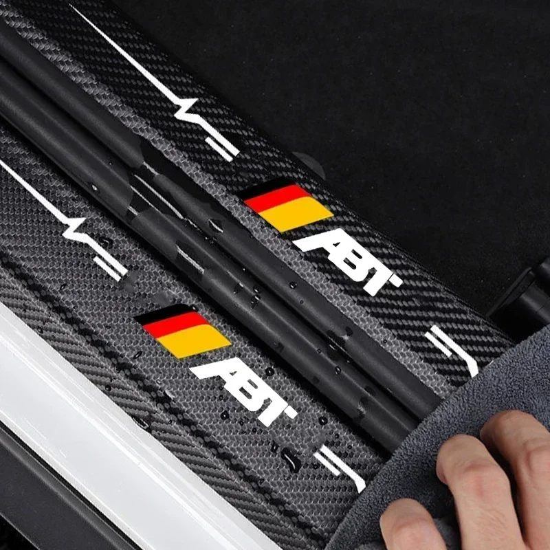 شارات السيارة لـ ABT شارة جيتا CC بيتل عتبة الباب ملصق الكسوة جرجر خدش عتبة فيلم شرائط مصد السيارة