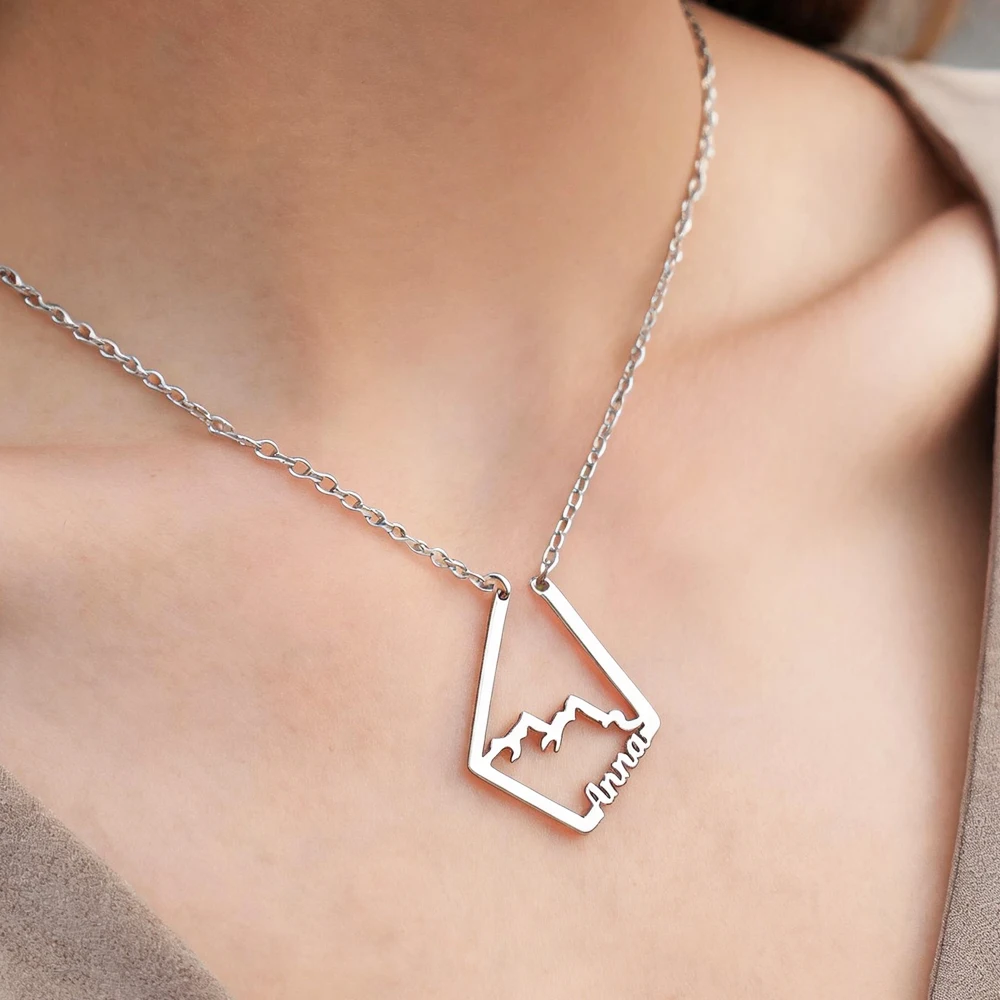 Personalisierte Halskette mit unregelmäßigem Berggipfel-Anhänger aus Edelstahl, modische Halskette für Damen, Schmuck, Party, Männergeschenke