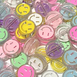 10 pz/lotto 22mm Smile Face perline acriliche rotonde foro grande perline distanziatrici allentate per gioielli che fanno cucito portachiavi fai da te accessorio