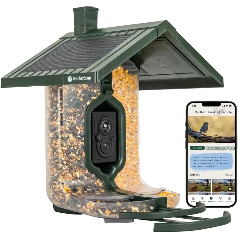 Solar Powered Smart Bird Feeder Automatically Captures HD Pictures and Videos! Best Gift for Bird Watchers