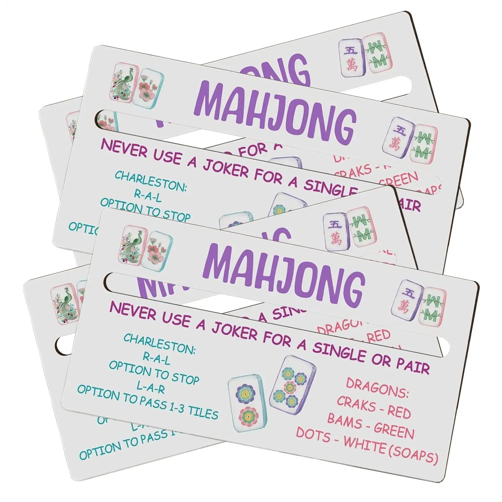 Mahjong Card Line Reader 4 Piece Game Party Beginners Wooden Gauge Ruler For Mahjong Cards For Beginners Strategy Competitions