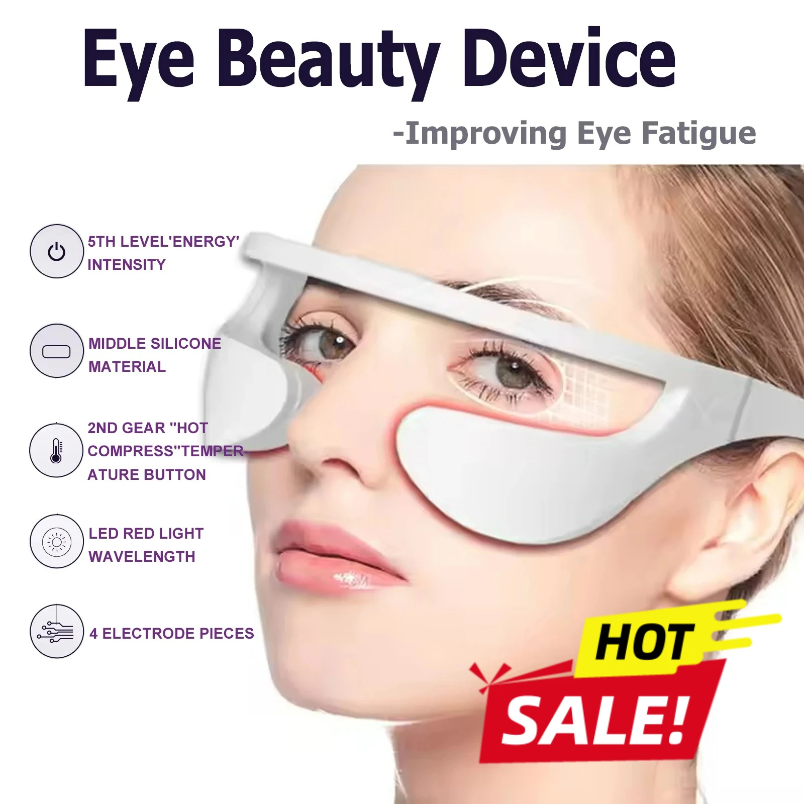 

EMS Импульсный вибрационный массажер под глазами с подогревом, снимает усталость глаз, массажные очки для глаз, темные круги, мешки для глаз, средство для удаления жира с глаз