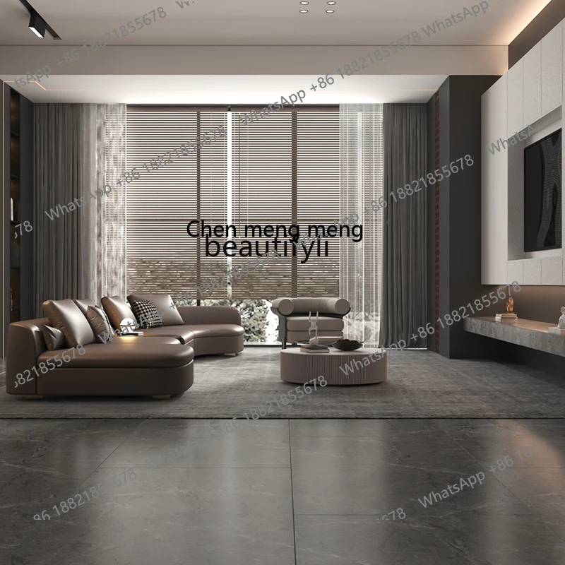 z183 Italian minimalist light luxury special-shaped corner leather sofa designer living room high-end atmospheric retro curved s