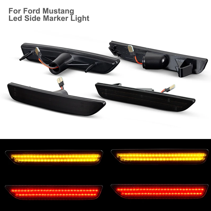 

Smoke Lens Car Front Rear Bumper LED Side Marker Light Turn Signal Lamp for 2010-2014 Ford Mustang Parking Lights