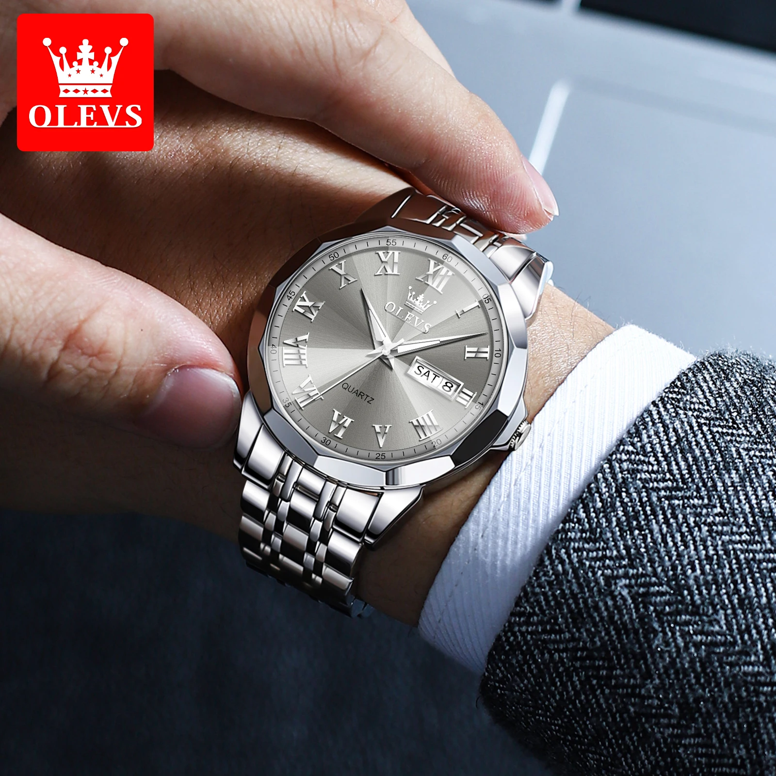 OLEVS Original Waterproof Men\'s Quartz Watches Best Selling Luminous Calendar Wrist Watch Men New Luxury Business Watch for Men