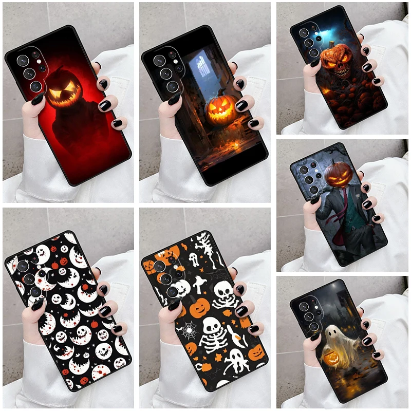 Phone Case For Samsung Galaxy S24 S23 S21fe S22 Ultra Plus Note 10 20 S8 S9 S10 Cover Halloween Pumpkin Ghost Mummy Funda